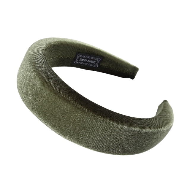 Bezel Head Silk Padded Headband for Women Solid Thick Hair Hoop - KiwisLove