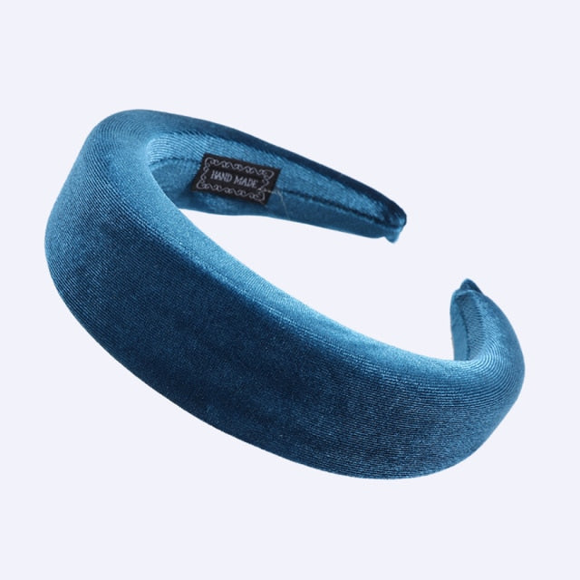 Bezel Head Silk Padded Headband for Women Solid Thick Hair Hoop - KiwisLove
