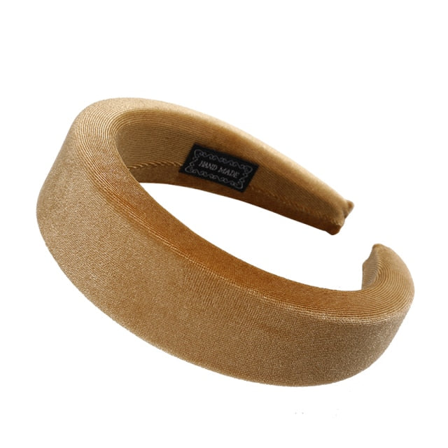 Bezel Head Silk Padded Headband for Women Solid Thick Hair Hoop - KiwisLove