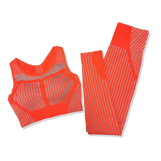 Strip Seamless Women Yoga Set for Fitness Sports Suits Gym  Running Top Bra - KiwisLove