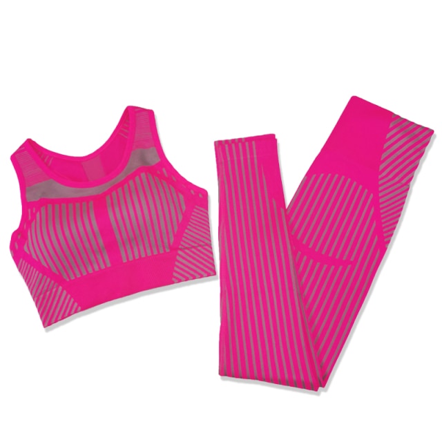 Strip Seamless Women Yoga Set for Fitness Sports Suits Gym  Running Top Bra - KiwisLove