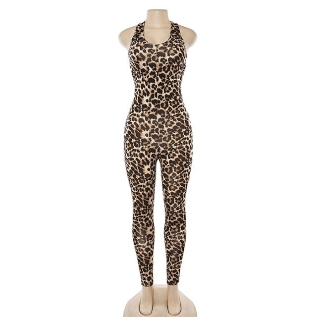 Leopard Women Yoga  Siamese Fitness One Piece Gym Tracksuit Jumpsuits - KiwisLove