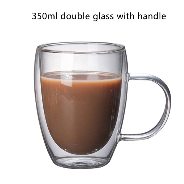 Transparent glass coffee cup milk whiskey tea beer double creative heat resistant cocktail Vodka wine - KiwisLove