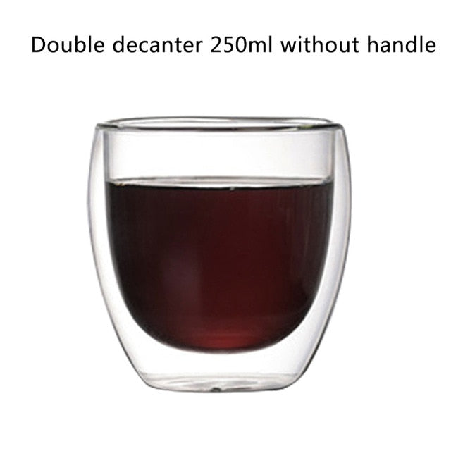 Transparent glass coffee cup milk whiskey tea beer double creative heat resistant cocktail Vodka wine - KiwisLove