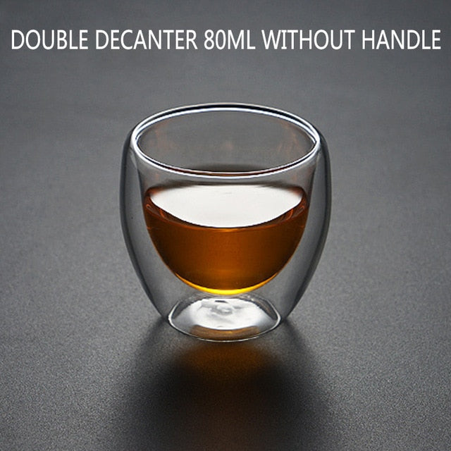 Transparent glass coffee cup milk whiskey tea beer double creative heat resistant cocktail Vodka wine - KiwisLove