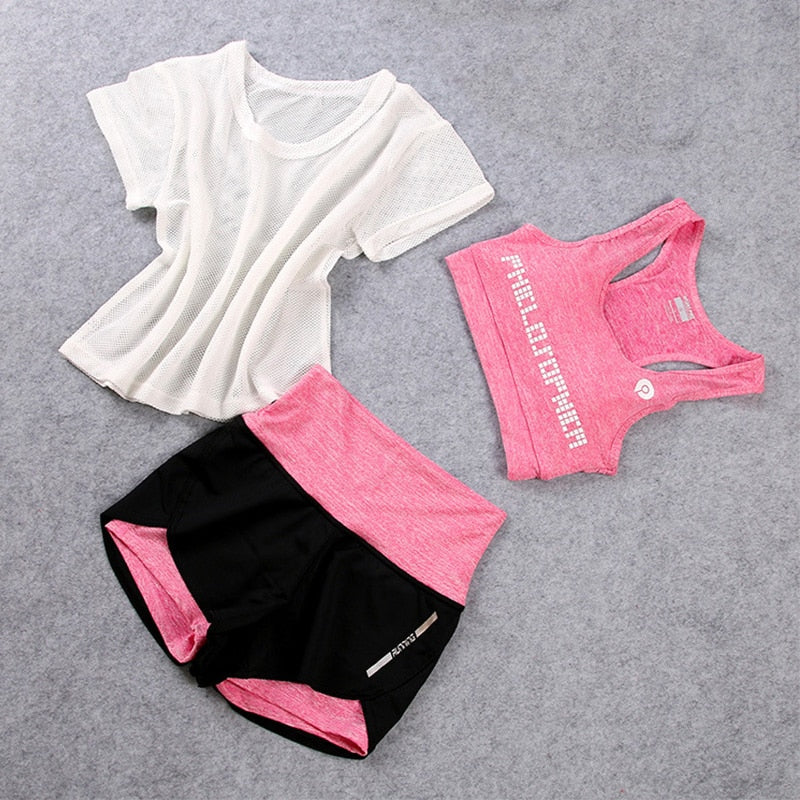 3PCS Set Women's Yoga Fitness Sportswear Sets Clothing  Workout Gym Running - KiwisLove
