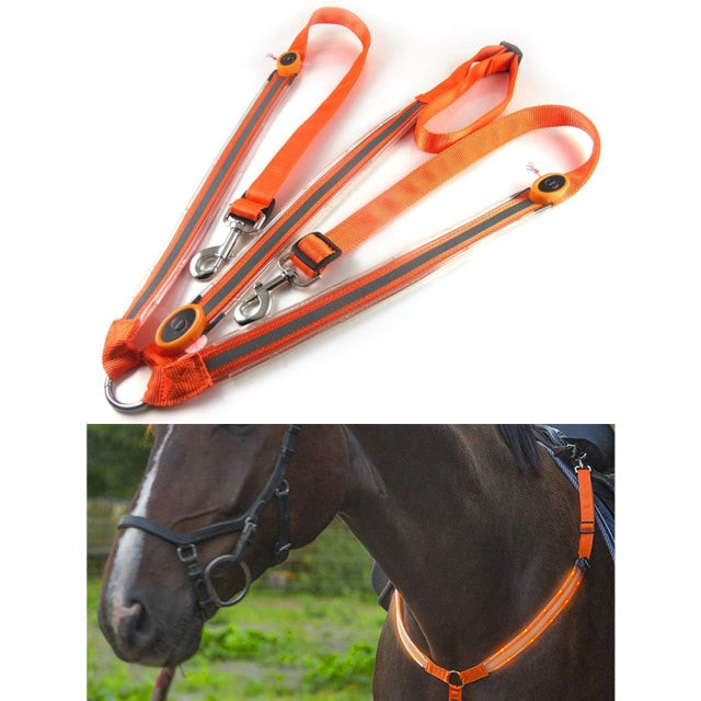 LED Horse Breastplate Collar High Visibility Tack For Horseback Riding Adjustable Safety Gear Horse Collar Chest Belt