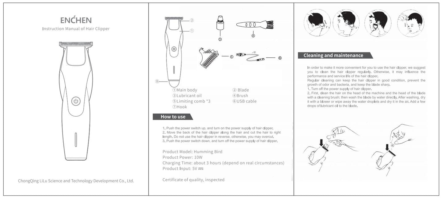ENCHEN Men Electric Trimmer Hair Cutter Clipper Rechargeable Cordless - KiwisLove