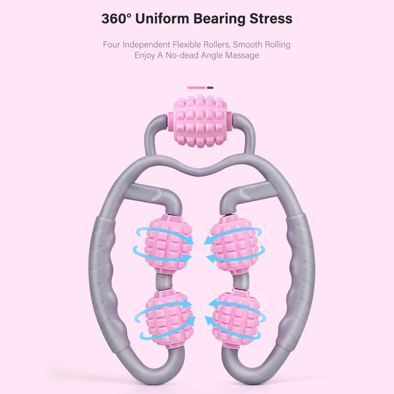 Trigger Point Massage Roller 5 Wheels Relieve Muscle Pain Arm Leg Neck Body Shaping Yoga Pilates - KiwisLove