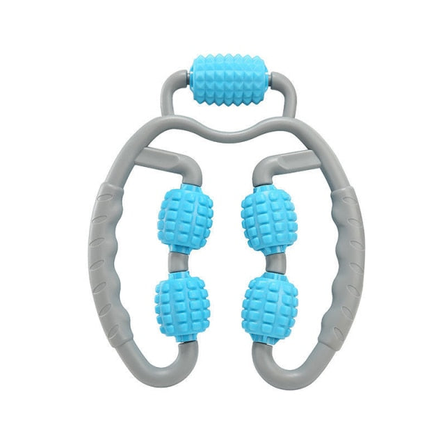 Trigger Point Massage Roller 5 Wheels Relieve Muscle Pain Arm Leg Neck Body Shaping Yoga Pilates - KiwisLove