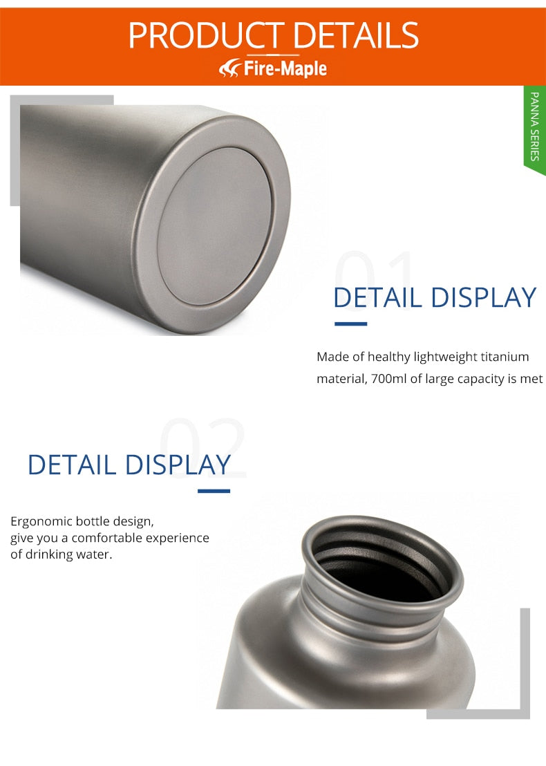 Fire Maple Titanium Water Bottle For Outdoor Camping Hiking 700ML 170g FMP-TWB - KiwisLove