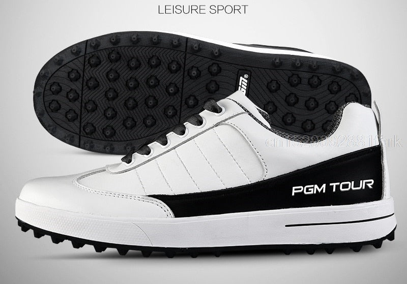 PGM Men's Golf Shoes Genuine Leather Waterproof Anti-slip Spikes Sneaker - KiwisLove