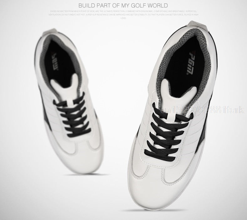 PGM Men's Golf Shoes Genuine Leather Waterproof Anti-slip Spikes Sneaker - KiwisLove