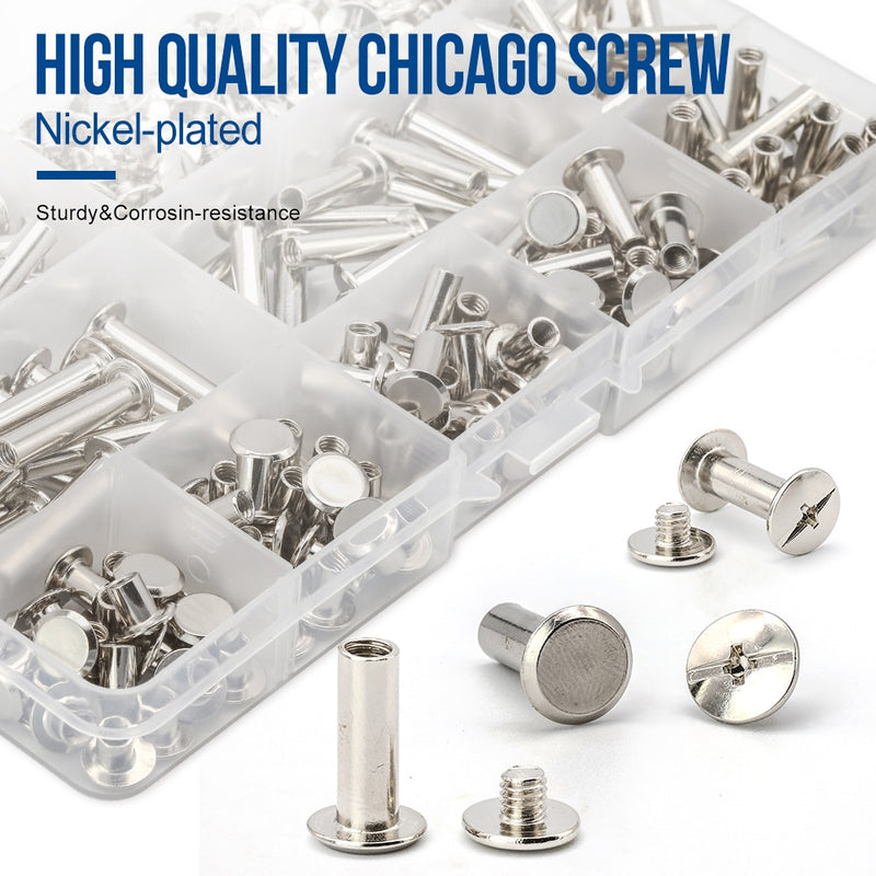 270pcs/set chicago screws kit Ni-plated phillips head book binding  rivet - KiwisLove