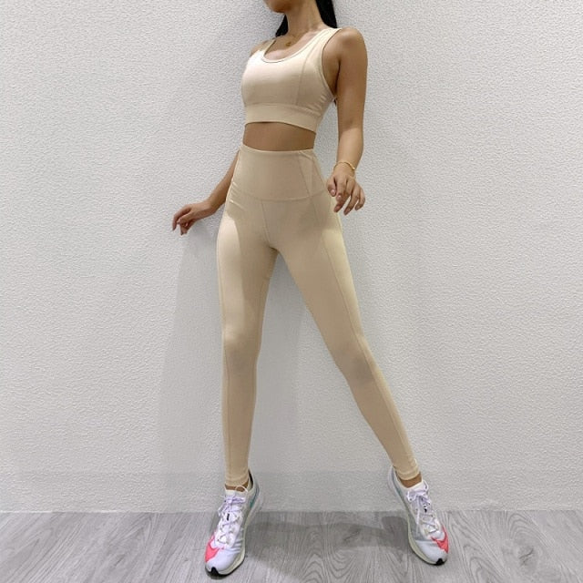 Fitness Women Yoga Set Sports Bras Outfit Running Gym Active Wear Workout  Tank Top Pants - KiwisLove