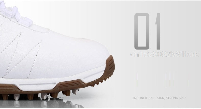 Women'S Golf Shoes Leather Slip Resistant Waterproof Sneakers Spikes Nail Breathable Lightweight - KiwisLove