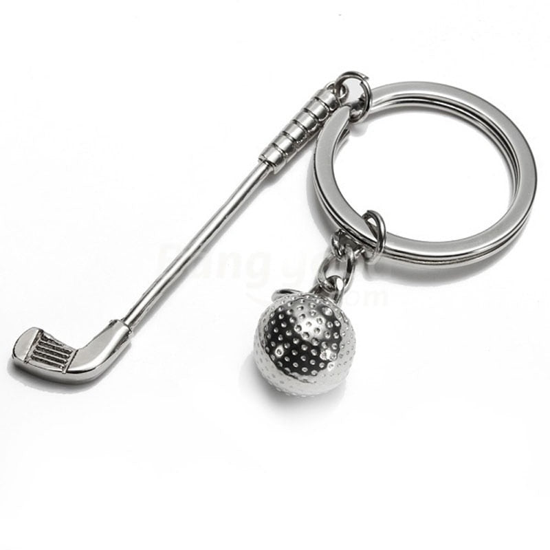 Beautiful Alloy Silver Golf Club Ball Key Ring For Bag Purse Pendant - KiwisLove