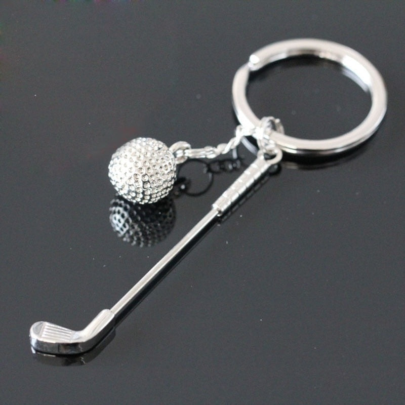 Beautiful Alloy Silver Golf Club Ball Key Ring For Bag Purse Pendant - KiwisLove