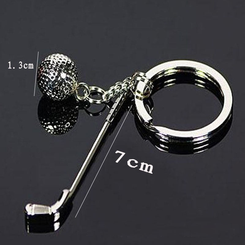 Beautiful Alloy Silver Golf Club Ball Key Ring For Bag Purse Pendant - KiwisLove