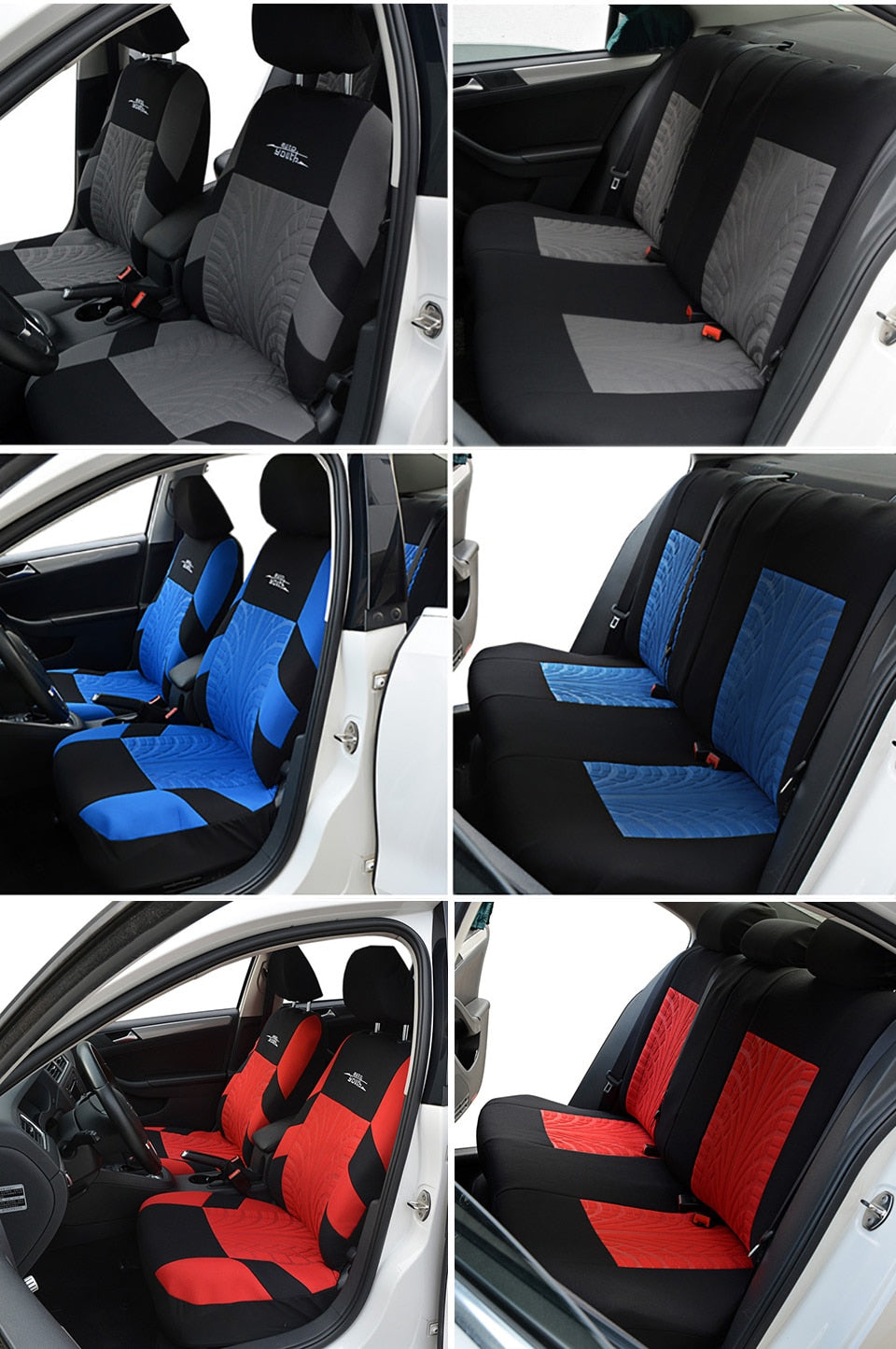 Track Detail Style Car Seat Covers Set Polyester Fabric Universal Fits Most Cars Covers Car Seat Protector - KiwisLove