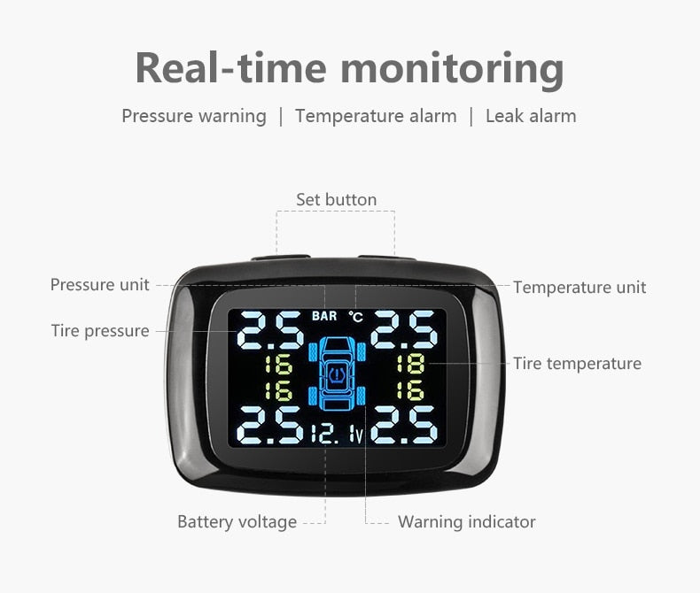 TPMS Tire Pressure Monitoring  Sensors Cigarette Lighter USB port Auto Security Alarm Systems Tire Pressure - KiwisLove