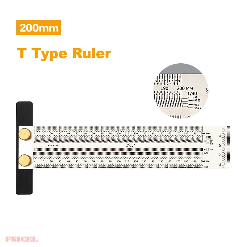 High-Precision Scale Ruler T-Type Hole  Scribing Mark Line Gauge Ruler Stainless - KiwisLove