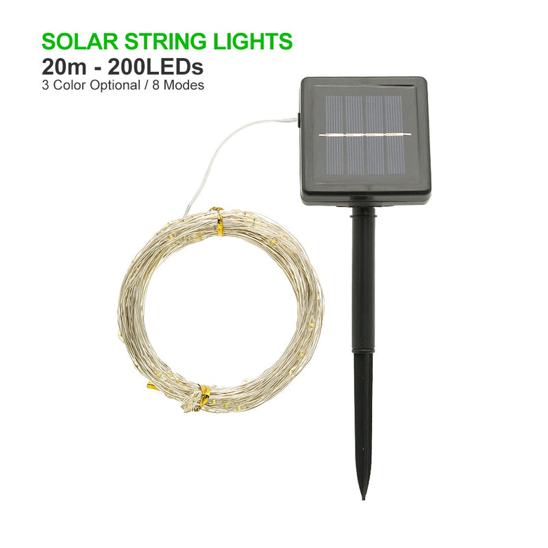 Outdoor LED Solar String Fairy Lights Flashing Lamps Waterproof Christmas Decoration for Home Garden - KiwisLove