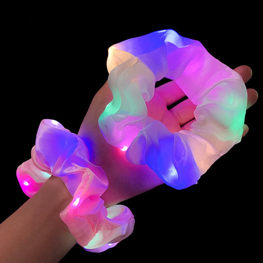 New  Girls LED Luminous Scrunchies Hairband Ponytail Holder Headwear Elastic Hair Bands - KiwisLove