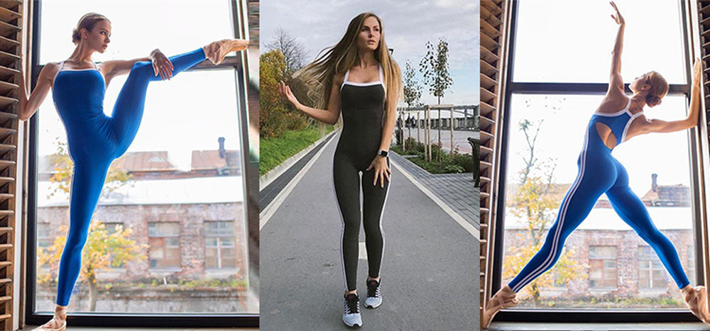 Women Yoga Set Siamese Ensemble Gym Wear Jumpsuits Print Tracksuit Running - KiwisLove