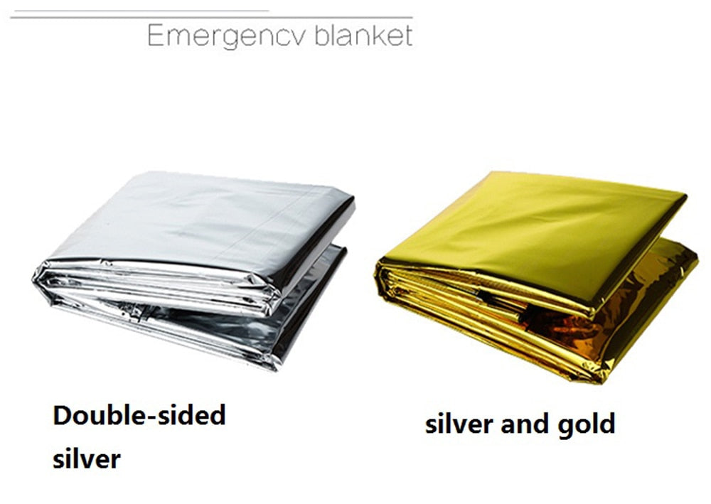 Outdoor Water Proof Emergency Survival Rescue Blanket Foil Thermal Space First Aid Sliver Rescue Curtain Military Blanket Tool - KiwisLove