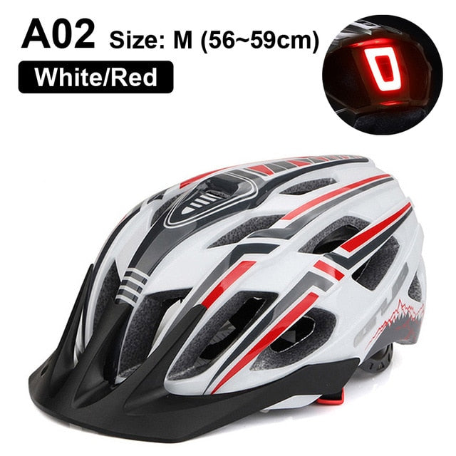 NEW Bicycle Helmet LED Light Rechargeable Intergrally-molded Cycling Helmet Mountain Road Bike Helmet Sport Safe Hat For Man - KiwisLove