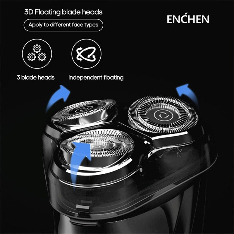 ENCHEN Rechargeable  IPX7 Waterproof Electric Shaver Men Rotary Razors - KiwisLove
