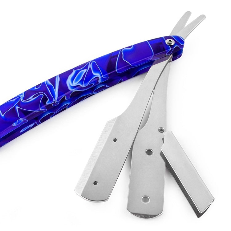 QSHAVE Straight Razor Dark Blue Acrylic Handle Classic barber Straight - KiwisLove