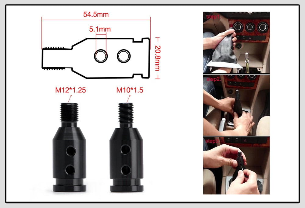 Universal Car Manual Gear Shift Knob Adapter For M10x1.5/M12x1.25 Thread Aluminum Alloy WLR-SBA01 - KiwisLove
