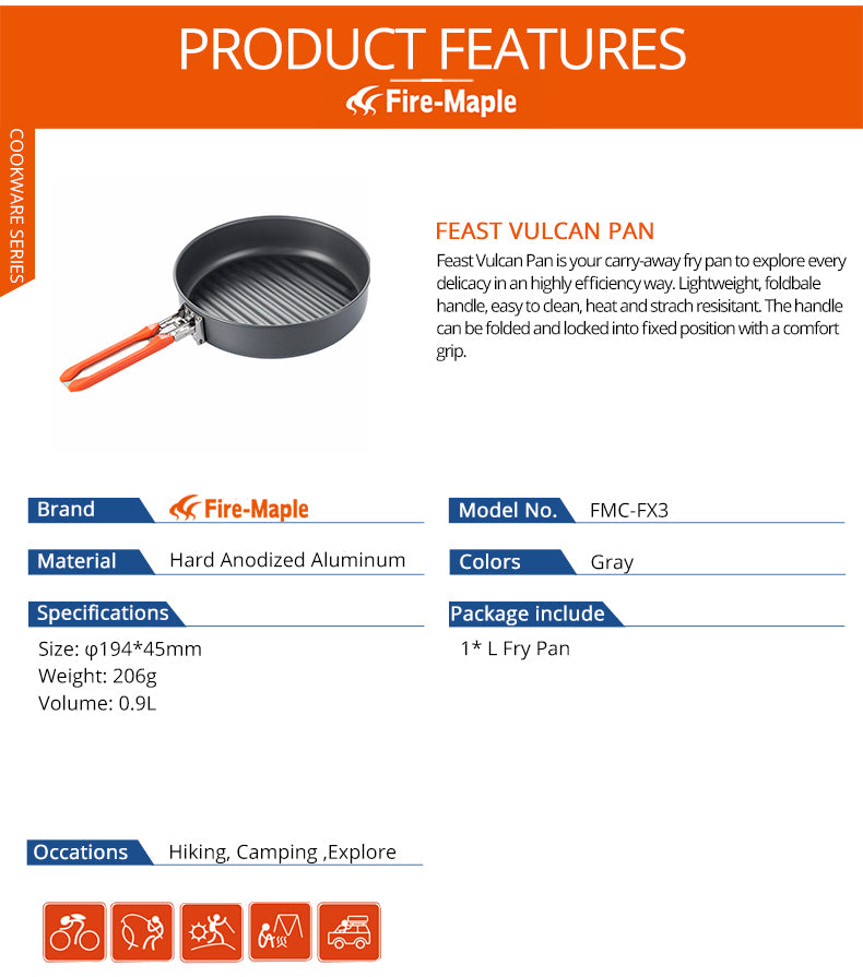 Fire Maple Feast Vulcan Outdoor Camping Hiking Pinic Portable Frying Pan - KiwisLove