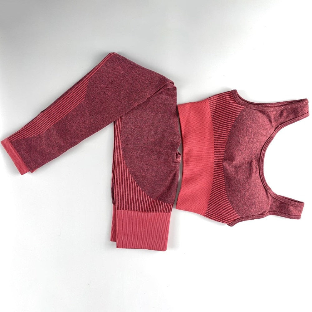 Women Yoga Sets Fitness Seamless Suit Tank Top Leggings Outfits Gym Wear Running - KiwisLove