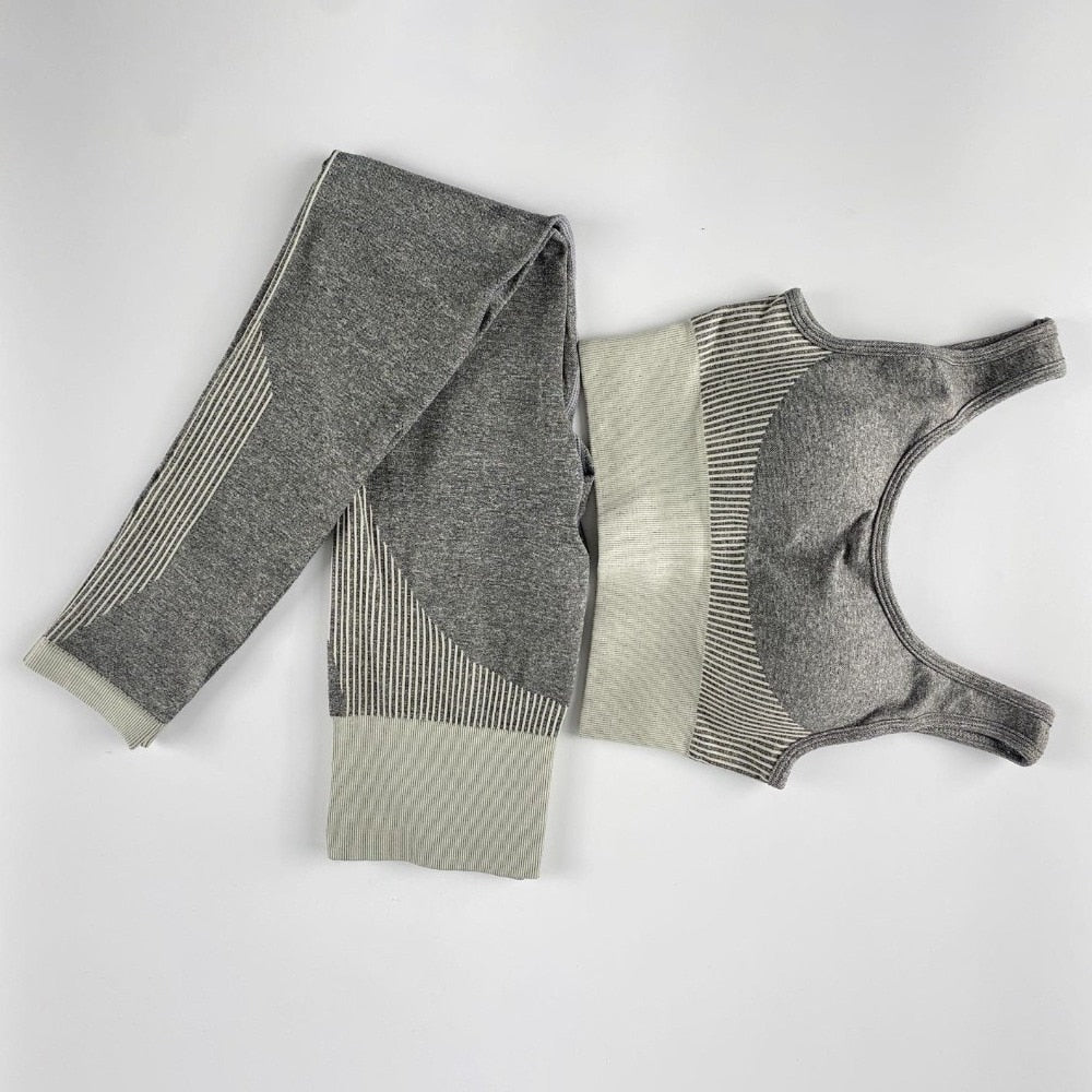 Women Yoga Sets Fitness Seamless Suit Tank Top Leggings Outfits Gym Wear Running - KiwisLove