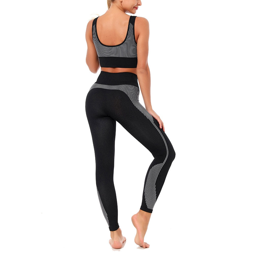 Women Yoga Sets Fitness Seamless Suit Tank Top Leggings Outfits Gym Wear Running - KiwisLove