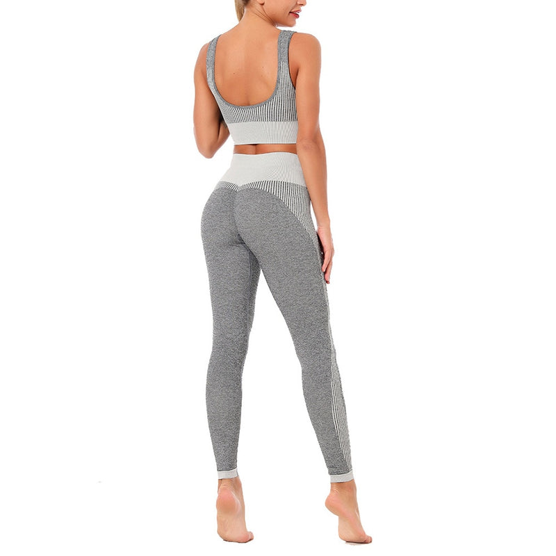 Women Yoga Sets Fitness Seamless Suit Tank Top Leggings Outfits Gym Wear Running - KiwisLove