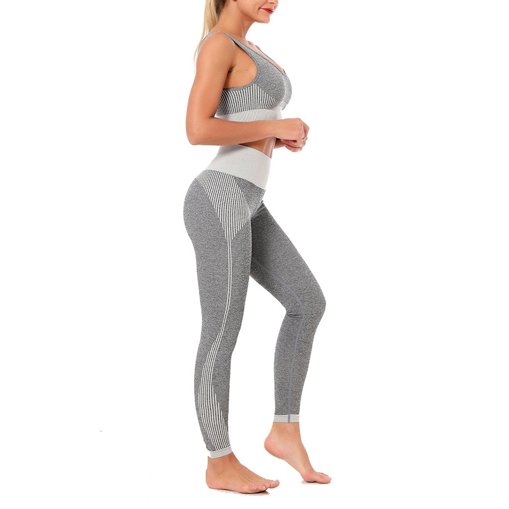 Women Yoga Sets Fitness Seamless Suit Tank Top Leggings Outfits Gym Wear Running - KiwisLove