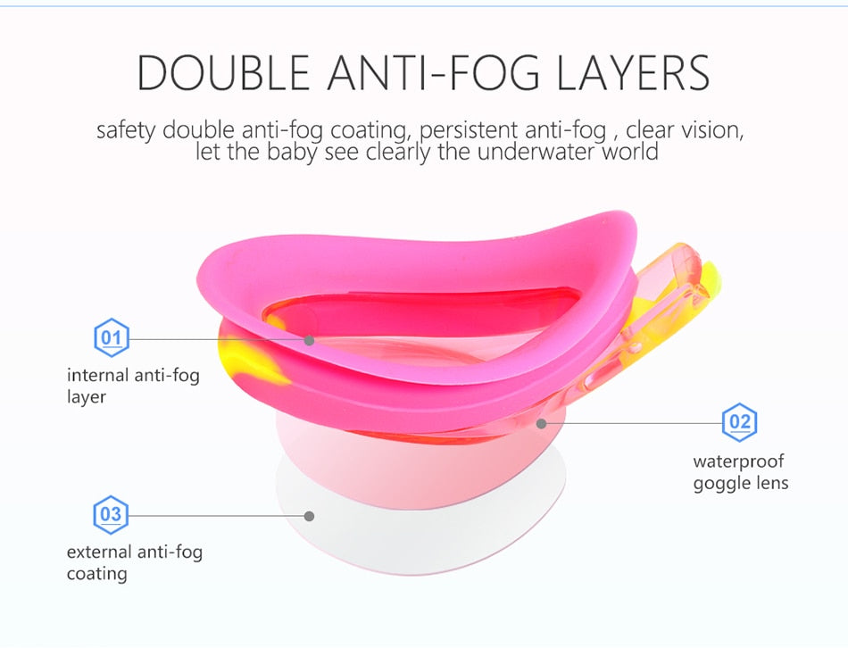 COPOZZ Swimming Goggles Kids Age 3-10 Waterproof Swimming Glasses - KiwisLove