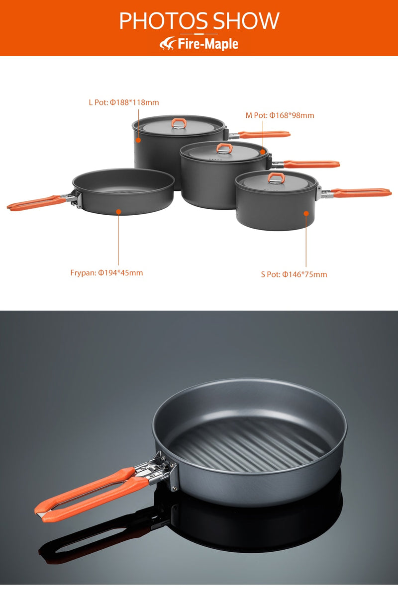 Fire Maple Feast 5 Picnic  3 Pots 1 Frypan Camping Cooking Set - KiwisLove