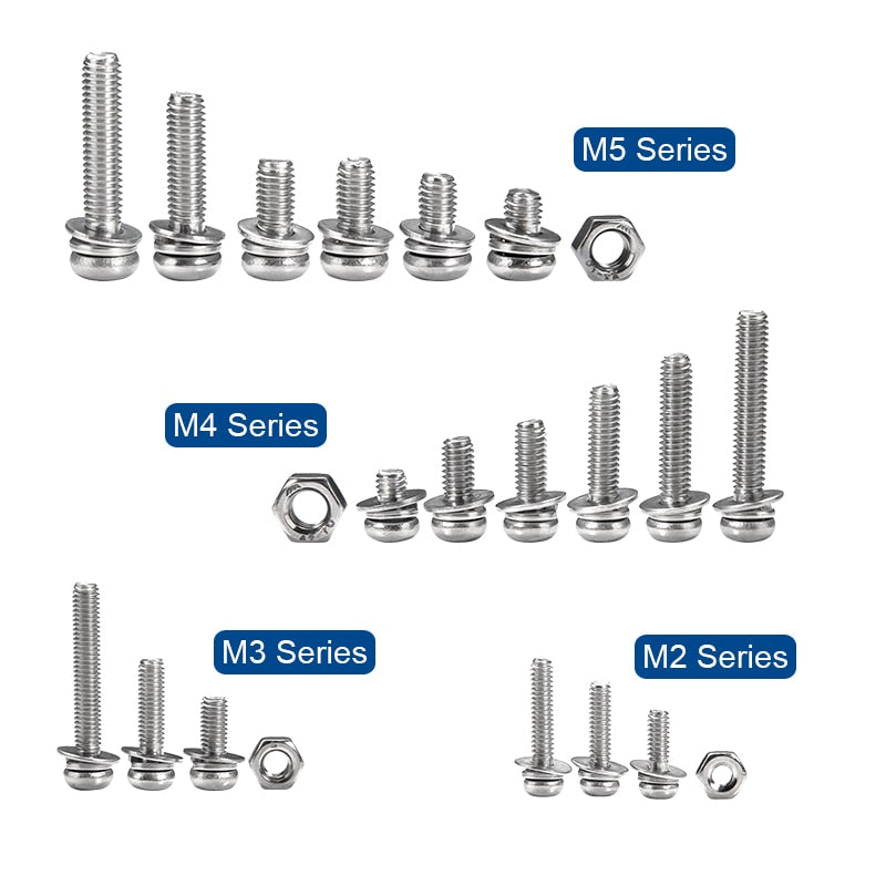 780PCS Phillips Pan Round Head Screws Set With Nut Flat Lock Washers - KiwisLove