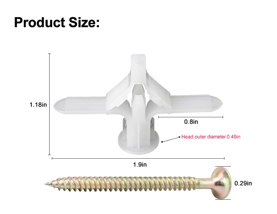 NINDEJIN 60pcs/set plastic drywall anchor wall anchor plug with self tapping - KiwisLove