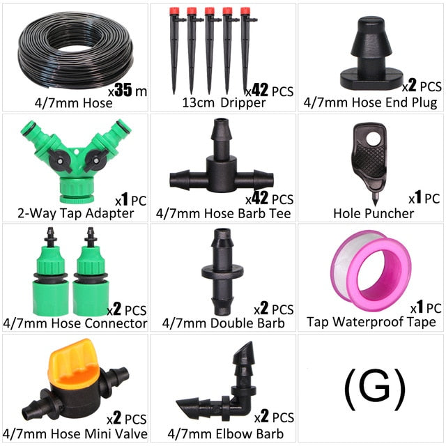 1/4" Hose Drip Irrigation System 360 Degree Adjustable 8 Hole Sprinkler Kit - KiwisLove