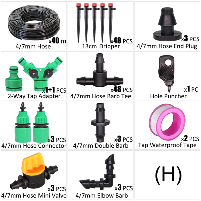 1/4" Hose Drip Irrigation System 360 Degree Adjustable 8 Hole Sprinkler Kit - KiwisLove