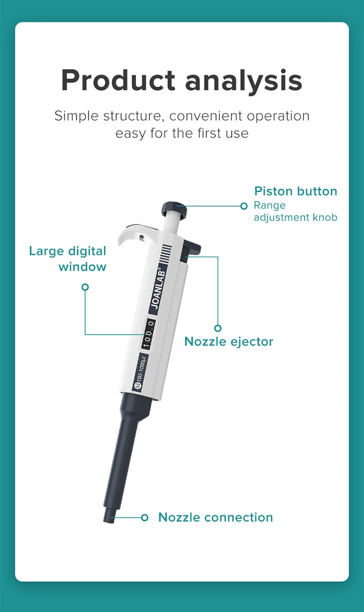 JOANLAB Laboratory Pipette Plastic Single Channel Digital Adjustable - KiwisLove