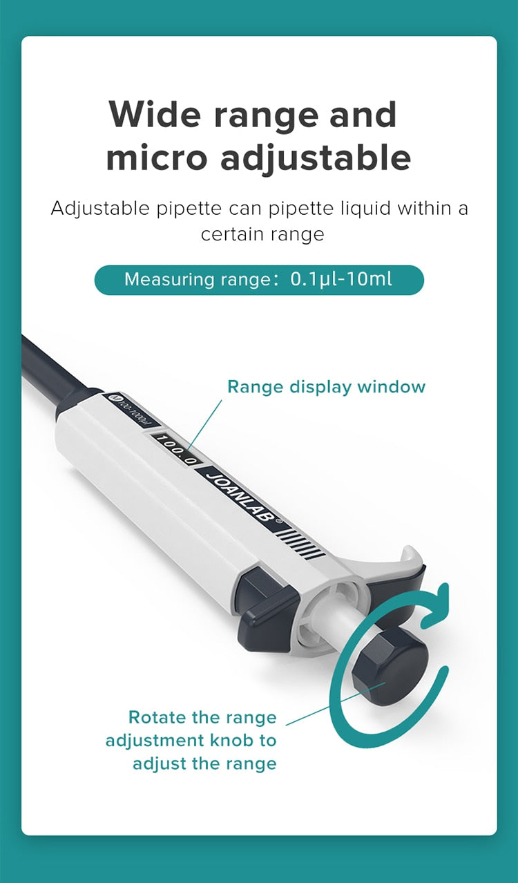 JOANLAB Laboratory Pipette Plastic Single Channel Digital Adjustable - KiwisLove