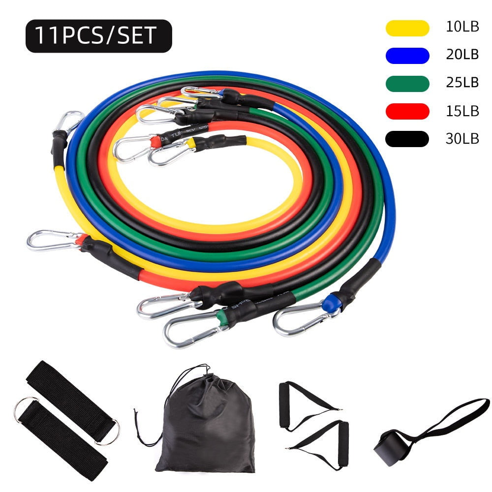 11 Pcs/Set Training Resistance Bands Crossfit Pilates Yoga Tubes Pull Rope - KiwisLove