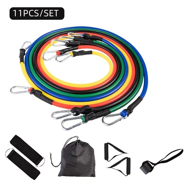 11 Pcs/Set Training Resistance Bands Crossfit Pilates Yoga Tubes Pull Rope - KiwisLove